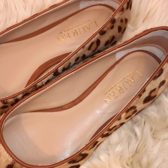 Lauren Ralph Lauren Leopard Print Pointed Toe Ballet Flats Women's Size 7.5 - Picture 2 of 4